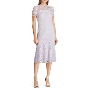 Lauren Ralph Lauren Loki Lace Short Sleeves Sheath Dress Purple Womens Size 8